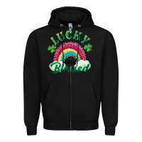 Black Lucky and blessed rainbow Zipper Hoodie - RanaPortraitStore