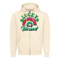 Sandshell Lucky and blessed rainbow Zipper Hoodie - RanaPortraitStore