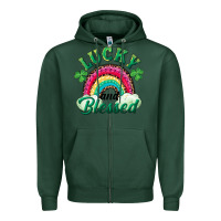 Sports Green Lucky and blessed rainbow Zipper Hoodie - RanaPortraitStore