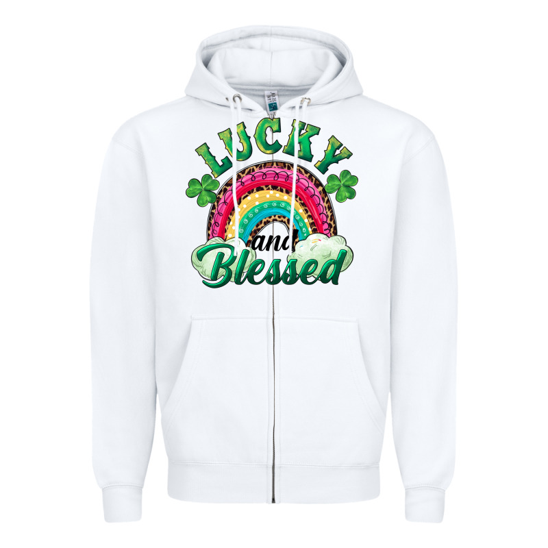 Lucky And Blessed Rainbow Zipper Hoodie by RanaPortraitStore | Teevron