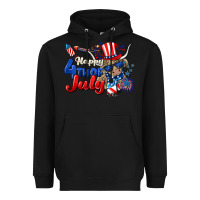 Black Happy 4th of July cow Heavyweight Hoodie - CowGirlArtShop