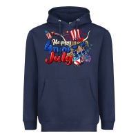 Navy Happy 4th of July cow Heavyweight Hoodie - CowGirlArtShop