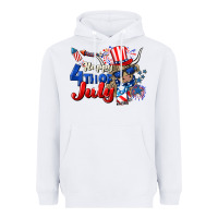 White Happy 4th of July cow Heavyweight Hoodie - CowGirlArtShop