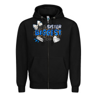 Black little sister biggest fan volleyball Zipper Hoodie - Zillion Design Studio