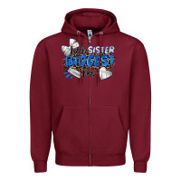 Burgundy little sister biggest fan volleyball Zipper Hoodie - Zillion Design Studio