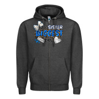 Charcoal Heather little sister biggest fan volleyball Zipper Hoodie - Zillion Design Studio