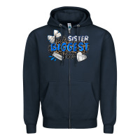 Navy little sister biggest fan volleyball Zipper Hoodie - Zillion Design Studio
