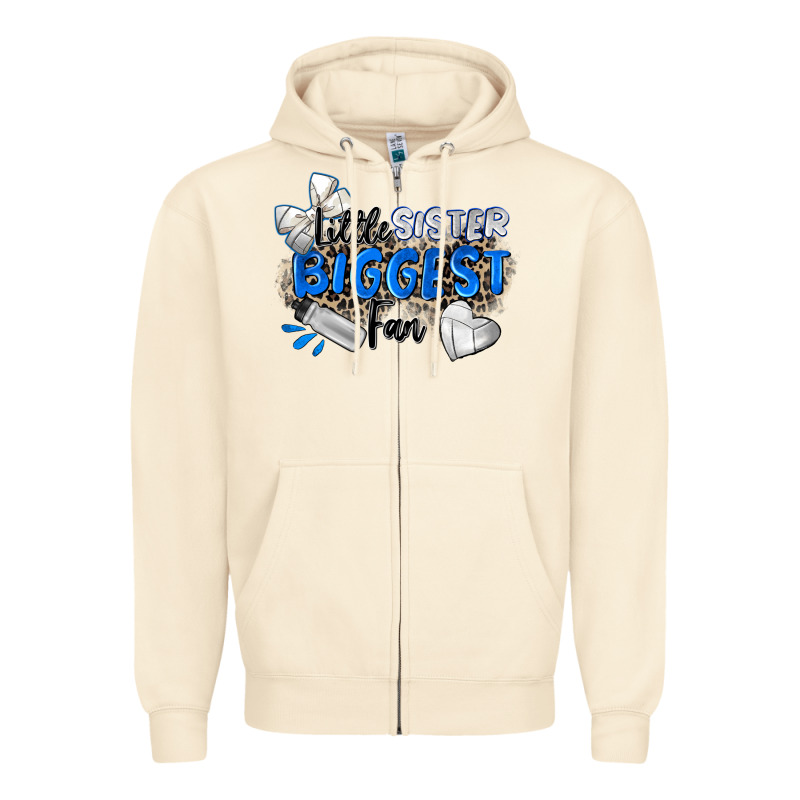 Little Sister Biggest Fan Volleyball Zipper Hoodie by Zillion Design Studio | Teevron