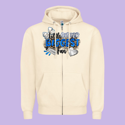 Little Sister Biggest Fan Volleyball Zipper Hoodie Designed By Zillion Design Studio