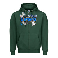 Sports Green little sister biggest fan volleyball Zipper Hoodie - Zillion Design Studio