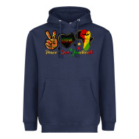 Navy peace love juneteenth raised fist Heavyweight Hoodie - HRA Design Shop