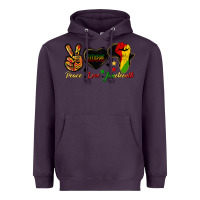 Plum peace love juneteenth raised fist Heavyweight Hoodie - HRA Design Shop