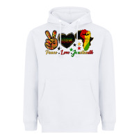White peace love juneteenth raised fist Heavyweight Hoodie - HRA Design Shop