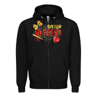 Black little sister biggest fan softball Zipper Hoodie - Zillion Design Studio