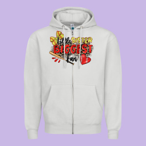 Little Sister Biggest Fan Softball Zipper Hoodie Designed By Zillion Design Studio