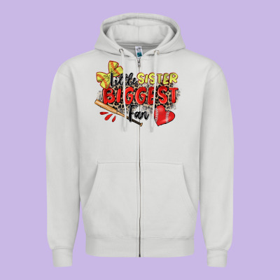 Little Sister Biggest Fan Softball Zipper Hoodie Designed By Zillion Design Studio