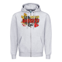 Heather Grey little sister biggest fan softball Zipper Hoodie - Zillion Design Studio