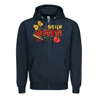 Navy little sister biggest fan softball Zipper Hoodie - Zillion Design Studio