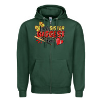 Sports Green little sister biggest fan softball Zipper Hoodie - Zillion Design Studio