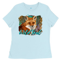Baby Blue wild soul fox with dream catcher Ladies Tee - BarkalooDesign