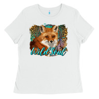 White wild soul fox with dream catcher Ladies Tee - BarkalooDesign