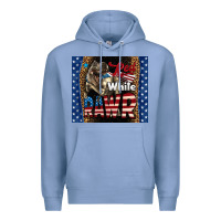 Colony Blue Red White Rawr Dinosaur T-Rex Premium Hoodie - LillyAllenDesigns