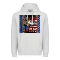 Dove Grey Red White Rawr Dinosaur T-Rex Premium Hoodie - LillyAllenDesigns