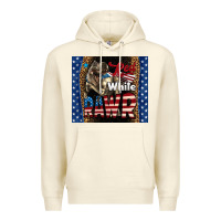 Sandshell Red White Rawr Dinosaur T-Rex Premium Hoodie - LillyAllenDesigns