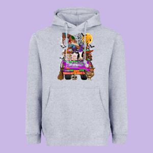 Hallloween Farm Animals Truck Heavyweight Hoodie Designed By Cowhidedigitalart