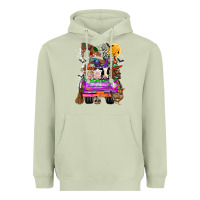 Matcha Hallloween Farm animals Truck Heavyweight Hoodie - CowhideDigitalArt