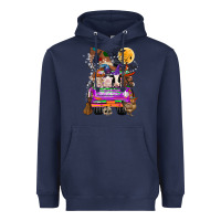 Navy Hallloween Farm animals Truck Heavyweight Hoodie - CowhideDigitalArt