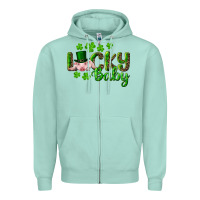 Seafoam Lucky Baby With Pig Zipper Hoodie - RanaPortraitStore