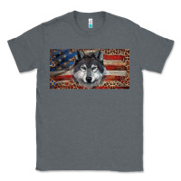 Charcoal Heather Wolf with american flag and leopard Classic Tee - RanaPortraitStore