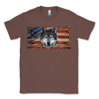 Chestnut Wolf with american flag and leopard Classic Tee - RanaPortraitStore