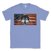 Colony Blue Wolf with american flag and leopard Classic Tee - RanaPortraitStore