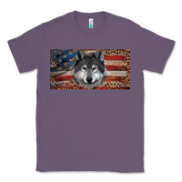 Lavender Wolf with american flag and leopard Classic Tee - RanaPortraitStore