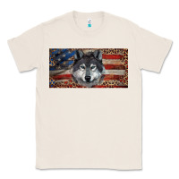Natural Wolf with american flag and leopard Classic Tee - RanaPortraitStore