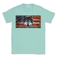 Seafoam Wolf with american flag and leopard Classic Tee - RanaPortraitStore