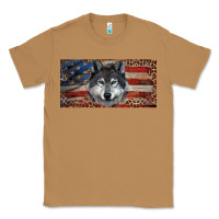 Toasted Coconut Wolf with american flag and leopard Classic Tee - RanaPortraitStore