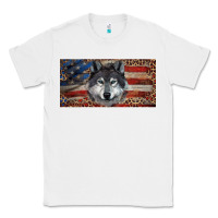 White Wolf with american flag and leopard Classic Tee - RanaPortraitStore