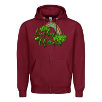 Burgundy Lucky charm rainbow and shamrocks Zipper Hoodie - RanaPortraitStore