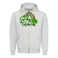 Lucky Charm Rainbow And Shamrocks Zipper Hoodie | Teevron