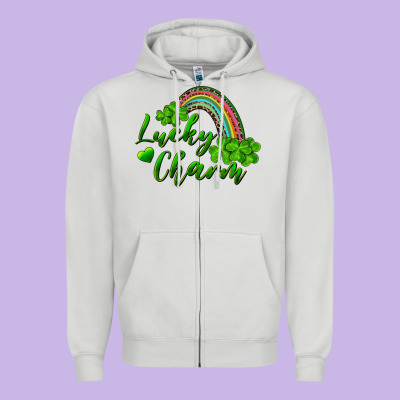 Zipper Hoodie Lucky charm rainbow and shamrocks