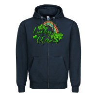 Navy Lucky charm rainbow and shamrocks Zipper Hoodie - RanaPortraitStore