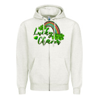 Oatmeal Heather Lucky charm rainbow and shamrocks Zipper Hoodie - RanaPortraitStore