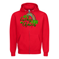 Red Lucky charm rainbow and shamrocks Zipper Hoodie - RanaPortraitStore