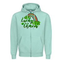 Seafoam Lucky charm rainbow and shamrocks Zipper Hoodie - RanaPortraitStore