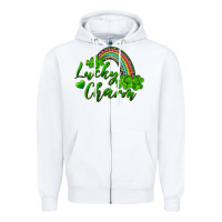 White Lucky charm rainbow and shamrocks Zipper Hoodie - RanaPortraitStore