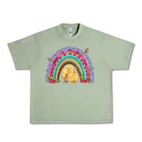 Oil Green easter flowers and butterfly with chicks rainbow Urban Heavy Tee - Artiststas