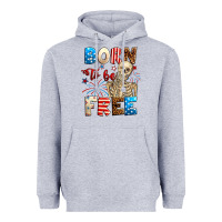 Heather Grey Born to be free with skeleton 4th of july Heavyweight Hoodie - Neo Western